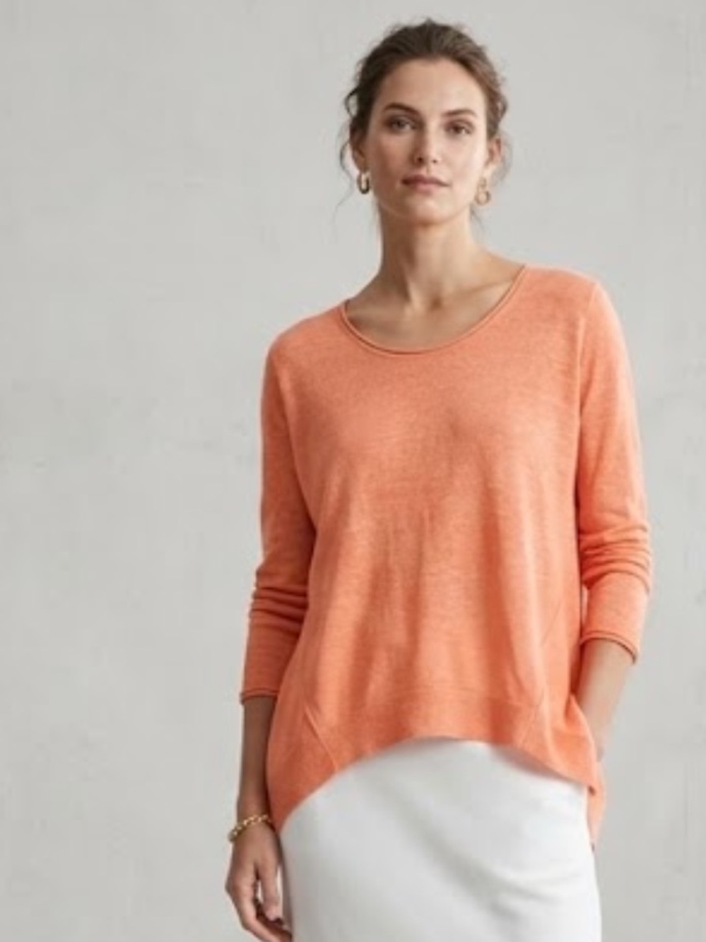 Pure Collection Superfine Cashmere Scoop Neck Sweater in Orange Size 10
